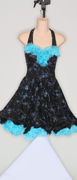 Black/Turquoise 50's with Ruffle Underskirt - Dress by Randall Designs
