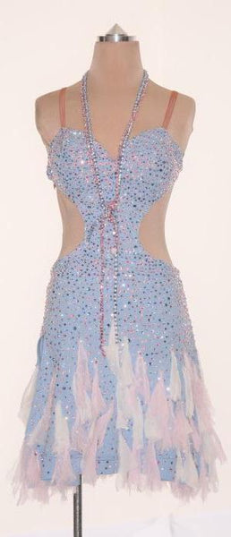 Lt. Blue with Pink & Blue Chiffon Detail - Dress by Randall Designs
