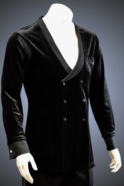 Latin Style Velvet Lounge Smooth Jacket with French Cuffs and Side Slits - JK104 - Jacket by Randall Ready