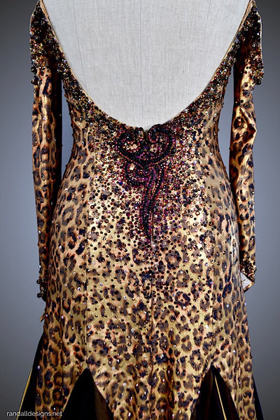 Leopard Print Gown with Iridescent Gold Underskirt - Dress by Randall Designs