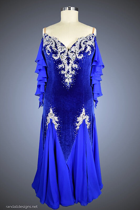 Sapphire Blue/Silver Velvet Ballgown – Randall Designs