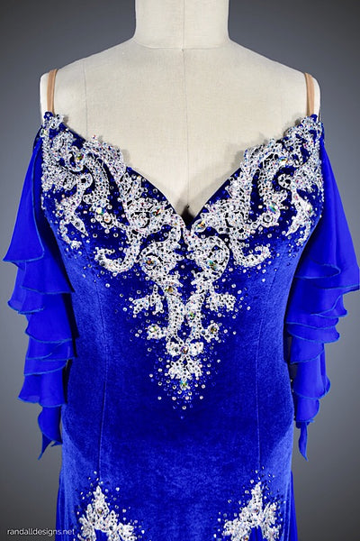 Sapphire Blue/Silver Velvet Ballgown - Dress by Randall Designs
