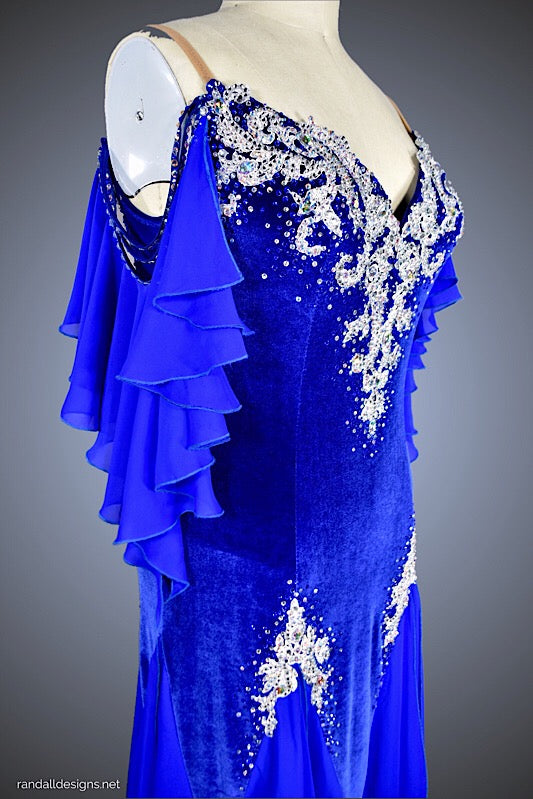 blue flamenco dress Sapphire Blue/Silver Velvet Ballgown – Randall Designs