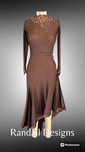 Chocolate Brown wth Long Sleeves and Slit Skirt