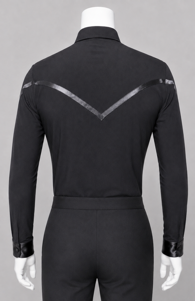 Men’s Dance Shirt: Latin/Rhythm Shirt with Black Satin Piping Yoke - GS14