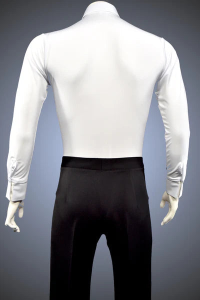 Men's Dance Shirt: White Latin, Rhythm, Smooth Dance Shirt GS03