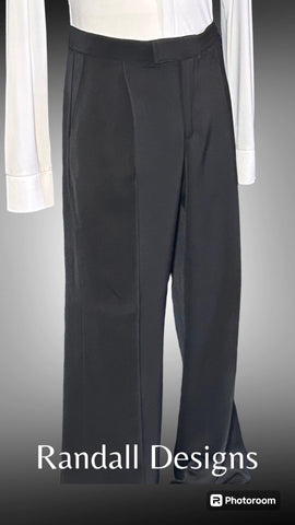 Men's Trousers with Narrow Waistband, Fitted Cut, Front Pleat, Pockets, Slim or Flaired Leg (Un-Hemmed)