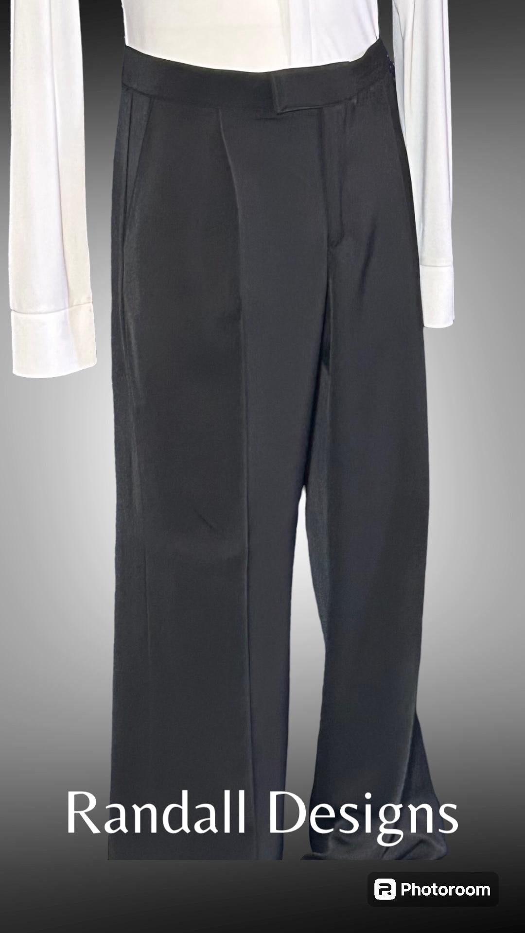 Men's Dance Pants with Narrow Waistband, Fitted Cut, Front Pleat, Pock Randall Designs Men's Dance Pants with Narrow Waistband, Fitted Cut, Front Pleat, Pock Randall Designs