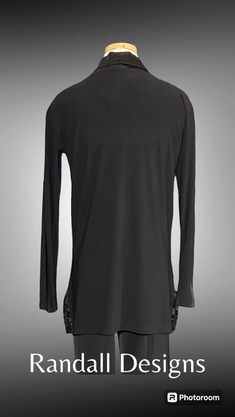 Men's Dance Shirt: Satin V-Neck with Fluted Sleeves