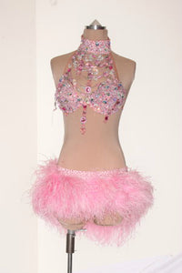 Lt. Pink 2 Piece with Feather Skirt & Top with Jewels - Dress by Randall Designs