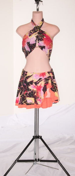Black & Neon Print with Ruffle Skirt - Dress by Randall Designs