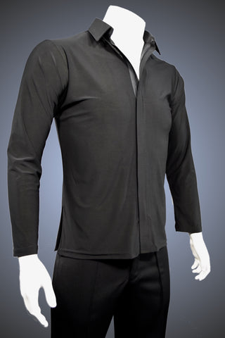 Men's Collared Latin/Rhythm Shirt with Front Zipper and Side Slits - GS03 - Shirt by Randall Ready