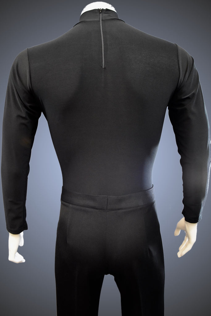 Black Bodysuit Costume Mens Long Sleeve Unitard Style# 5009 We