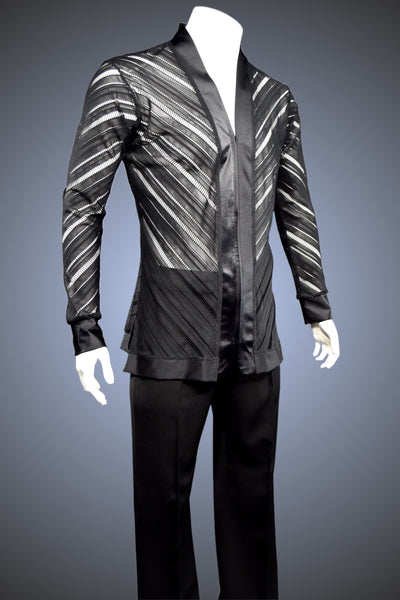 V-Neck Diagonal Open-Weave Chevron Latin/Rhythm Shirt - GS65 - Shirt by Randall Ready