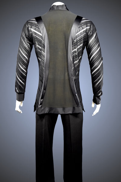 V-Neck Diagonal Open-Weave Chevron Latin/Rhythm Shirt - GS65 - Shirt by Randall Ready