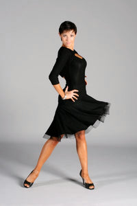 Ladies Latin Skirt with Fitted Yoke and Circular Ruffle - LS04 - Skirt by Randall Designs