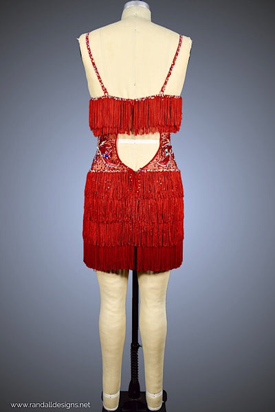 Red Fringe Latin Dress - Dress by Randall Designs