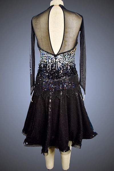 Black, Silver, and Gold Sequin with Black Sequin Skirt - Dress by Randall Designs