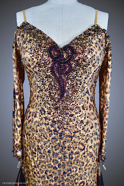 Leopard Print Gown with Iridescent Gold Underskirt - Dress by Randall Designs