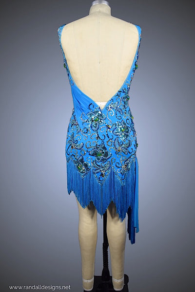 Turquoise with Zig-Zag Fringe Hemline - Dress by Randall Designs